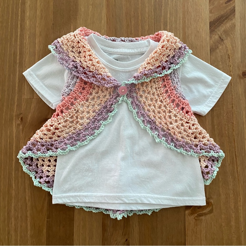Handmade (By Me) Crochet Pastel Vest Size 2T/3T